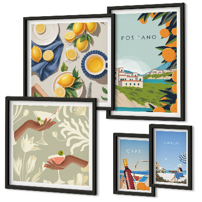 Set 5 slika u okviru Talijanski odmori Amalfi Capri