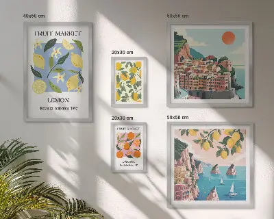 Set slika iznad kauča starinski voćni pejzaži