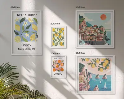 Set slika iznad kauča starinski voćni pejzaži