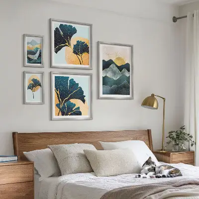 Poliptih s okvirom elegantni pejzaži planinskog bilja