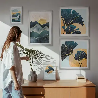 Poliptih s okvirom elegantni pejzaži planinskog bilja