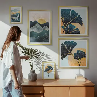 Poliptih s okvirom elegantni pejzaži planinskog bilja