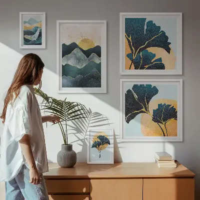 Poliptih s okvirom elegantni pejzaži planinskog bilja