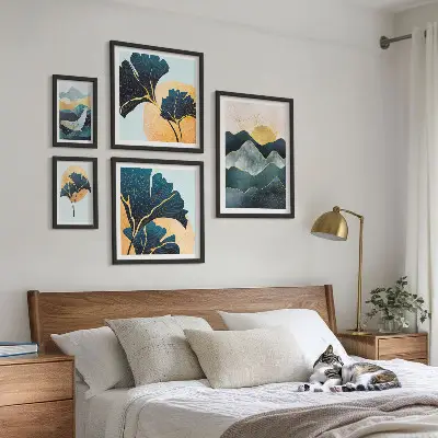 Poliptih s okvirom elegantni pejzaži planinskog bilja
