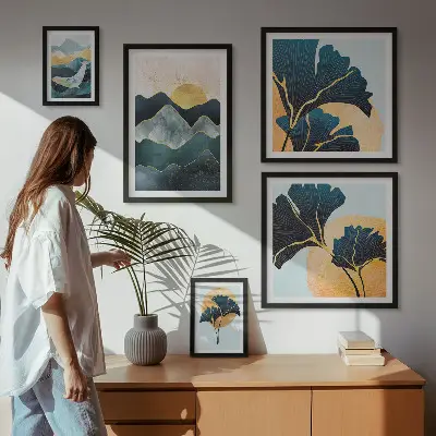 Poliptih s okvirom elegantni pejzaži planinskog bilja