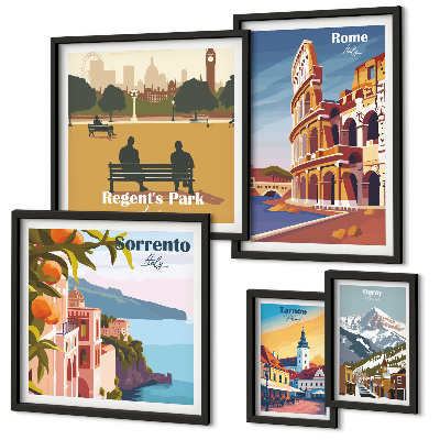 Set slika iznad kauča Krajolici europskih gradova