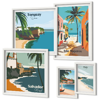 Set 5 slika u okviru Šarene plaže na moru