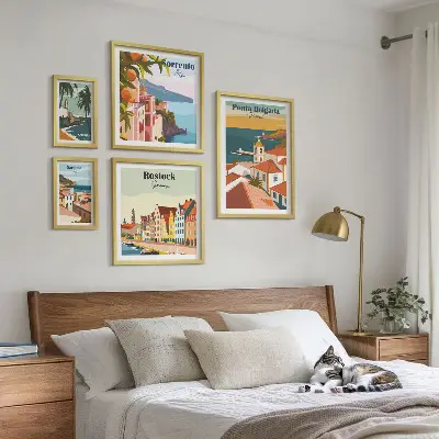 Set slika Europski gradski krajolici za iznad kauča