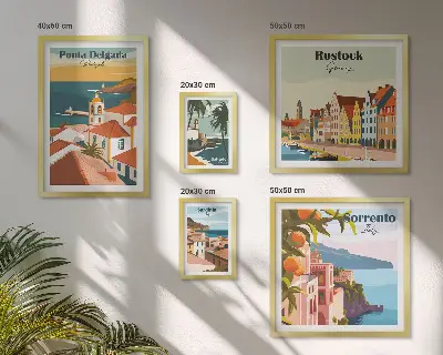 Set slika Europski gradski krajolici za iznad kauča