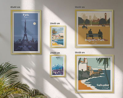 Set 5 slika u okviru Europski gradovi s retro ikonama