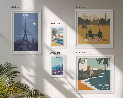 Set 5 slika u okviru Europski gradovi s retro ikonama