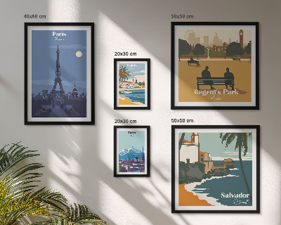 Set 5 slika u okviru Europski gradovi s retro ikonama