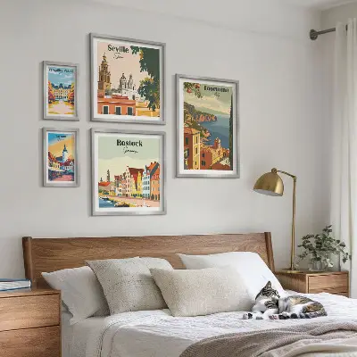 Krajolici europskih gradova set od 5 slika u okviru
