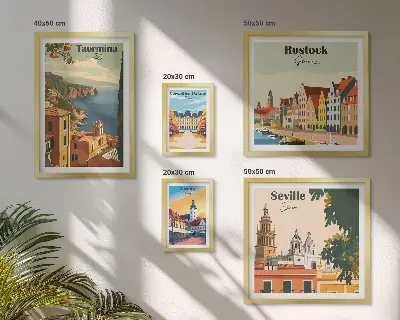 Krajolici europskih gradova set od 5 slika u okviru