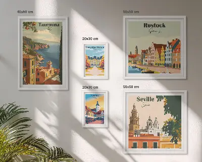 Krajolici europskih gradova set od 5 slika u okviru
