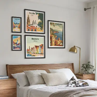 Krajolici europskih gradova set od 5 slika u okviru