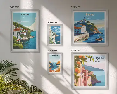Krajolici grčkih otoka set od 5 slika u okviru