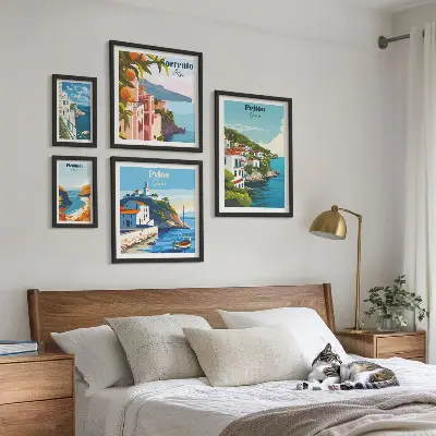 Krajolici grčkih otoka set od 5 slika u okviru
