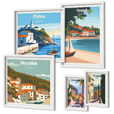 Set slika iznad kauča Krajolici obalnih gradova