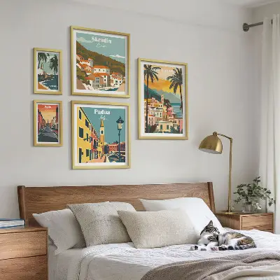 Krajolici europskih gradova set 5 slika u okviru