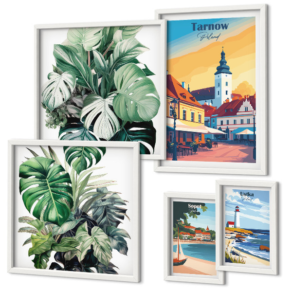 Set slika iznad kauča Flora poljskih obalnih gradova