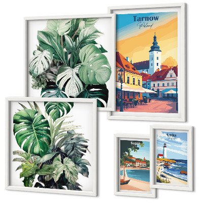 Set slika iznad kauča Flora poljskih obalnih gradova