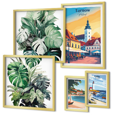 Set slika iznad kauča Flora poljskih obalnih gradova