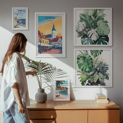 Set slika iznad kauča Flora poljskih obalnih gradova