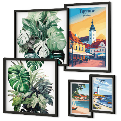 Set slika iznad kauča Flora poljskih obalnih gradova
