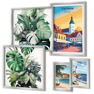 Set slika iznad kauča Flora poljskih obalnih gradova