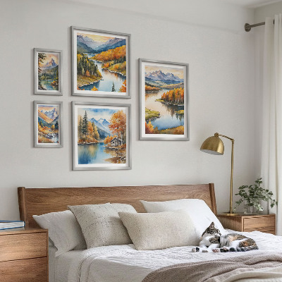 Set 5 slika u okviru Jesensko drveće u planinskim rijekama