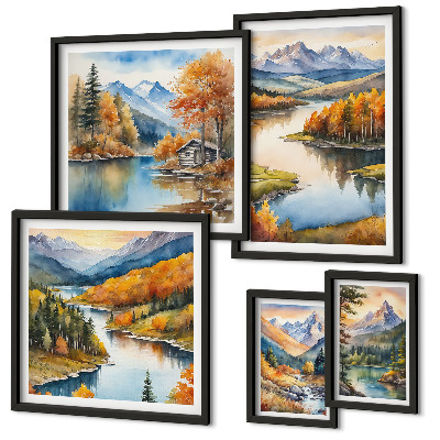 Set 5 slika u okviru Jesensko drveće u planinskim rijekama