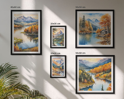 Set 5 slika u okviru Jesensko drveće u planinskim rijekama