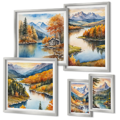 Set 5 slika u okviru Jesensko drveće u planinskim rijekama