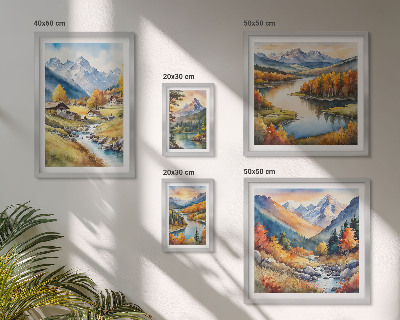 Set slika iznad kauča Krajolici planina, rijeka, šuma