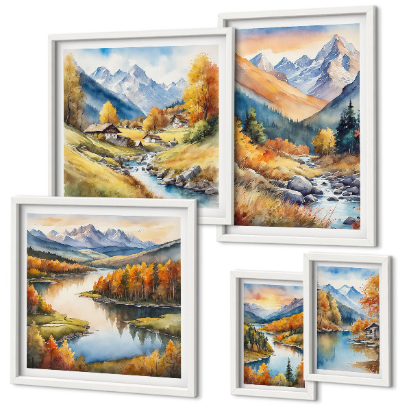 Set slika iznad kauča Jesenski planinski krajolici
