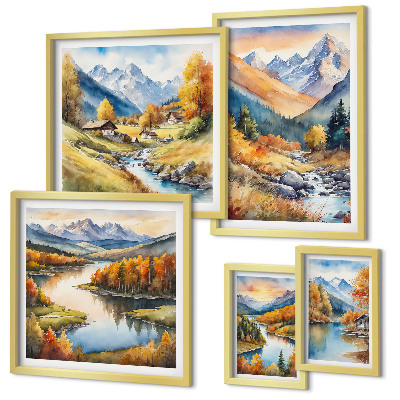 Set slika iznad kauča Jesenski planinski krajolici