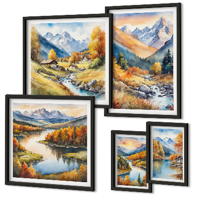 Set slika iznad kauča Jesenski planinski krajolici