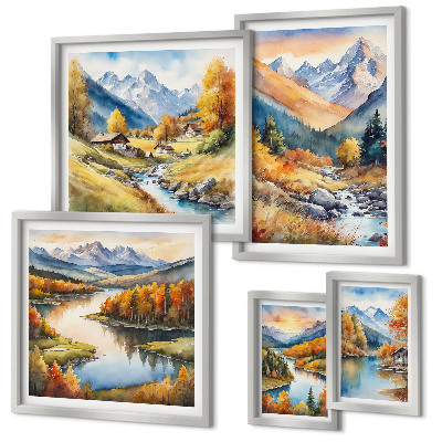 Set slika iznad kauča Jesenski planinski krajolici