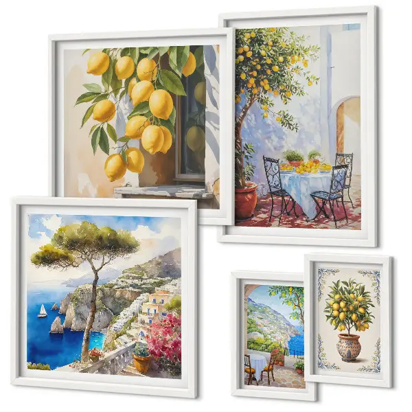 Set slika iznad kauča motivi citrusa inspirirani suncem