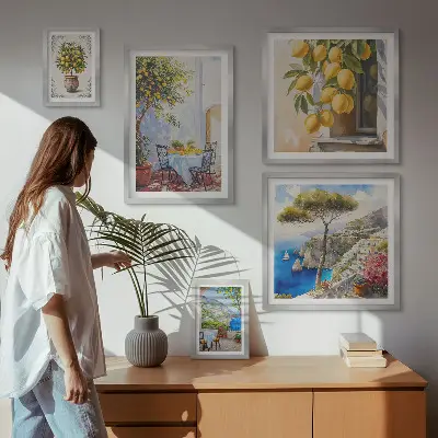 Set slika iznad kauča motivi citrusa inspirirani suncem