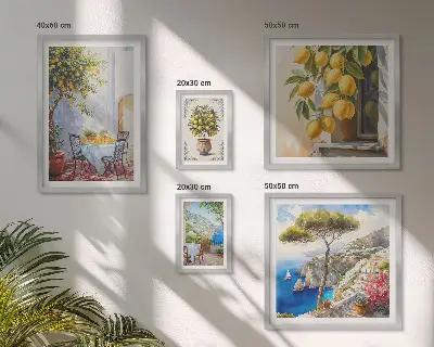 Set slika iznad kauča motivi citrusa inspirirani suncem