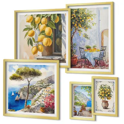 Set slika iznad kauča motivi citrusa inspirirani suncem