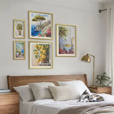 Set slika iznad kauča motivi citrusa inspirirani suncem