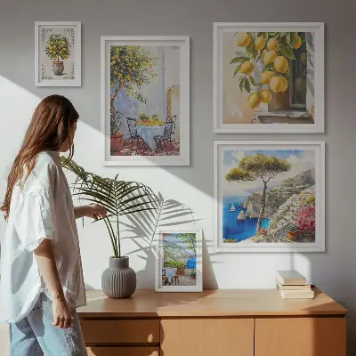 Set slika iznad kauča motivi citrusa inspirirani suncem