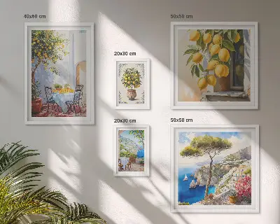 Set slika iznad kauča motivi citrusa inspirirani suncem