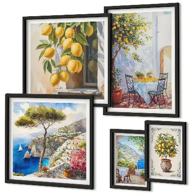 Set slika iznad kauča motivi citrusa inspirirani suncem