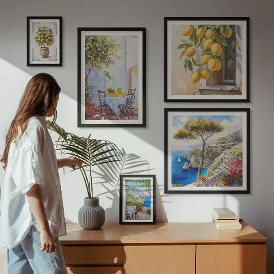 Set slika iznad kauča motivi citrusa inspirirani suncem