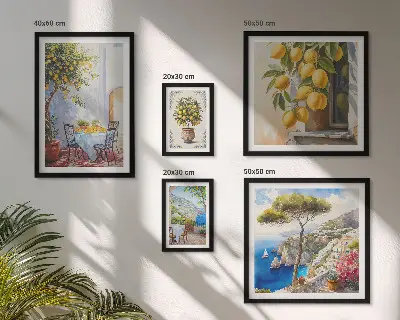 Set slika iznad kauča motivi citrusa inspirirani suncem