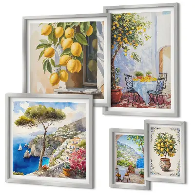 Set slika iznad kauča motivi citrusa inspirirani suncem